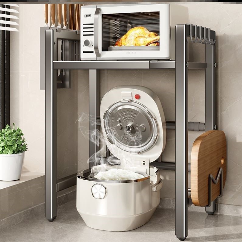 Retractable Rice Cooker Stand Storage Rack Kitchen Microwave Oven Multi-Functional For Home Table Top Air Fryer Storage Rack