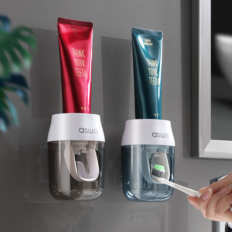 Toothpaste Gadget Automatic Squeezing Machine Rack Wall-Mounted Bean Bag Toothbrush Holder Punch-Free Kids Rack