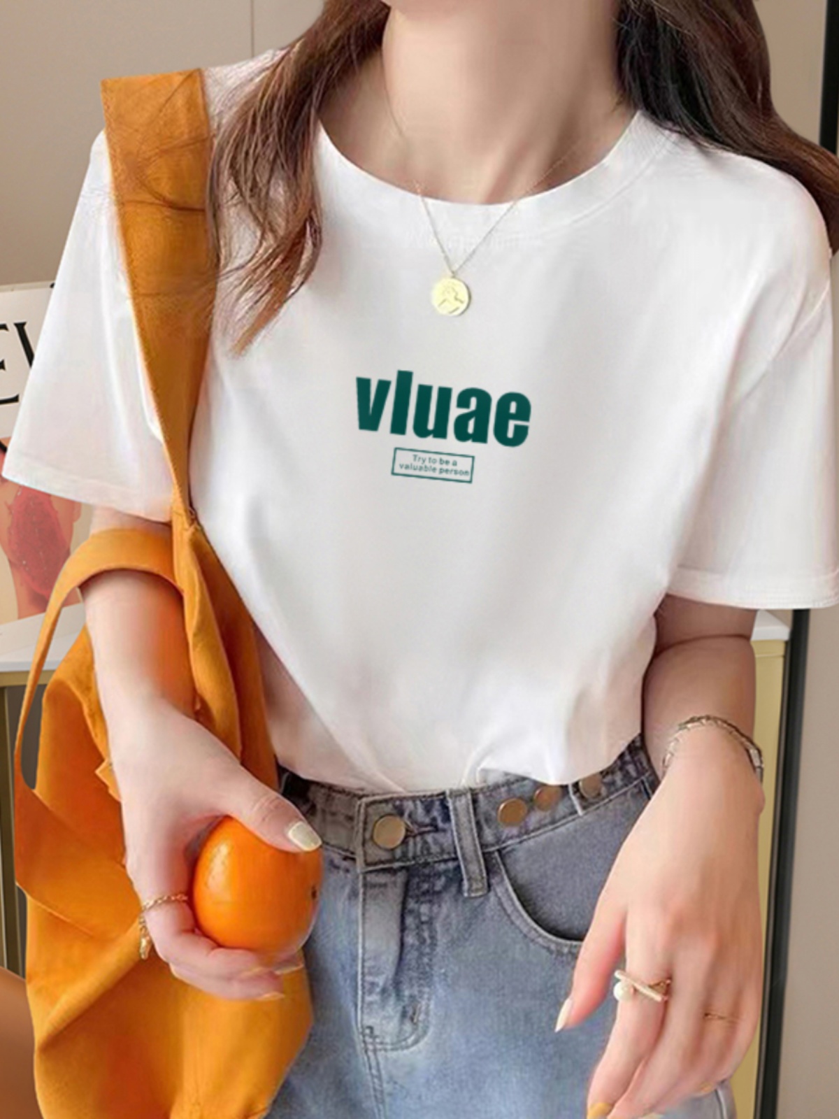 Women's Clothing for Thirteen Rows 2025 New Arrival Summer Shoulder Pure Cotton Short Sleeve T-Shirt Women's Thin Loose Slim-Looking Half-Sleeved Top