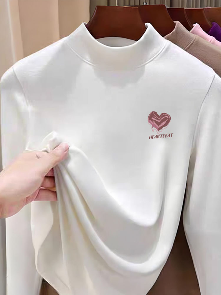 Half Turtleneck Bottoming Shirt Women's Inner Wear Spring, Autumn and Winter New Long Sleeves T-Shirt Double-Sided Dralon Shoulder Easiest for Match Tops Tide