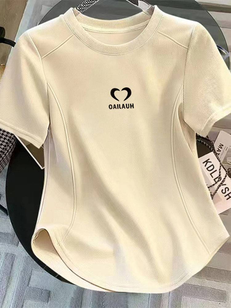 2025 New Arrival Shoulder Short Sleeve T-Shirt Women's Summer Pure Cotton Half Sleeve Short Irregularly Slimming Plus Size Fishbone Tops