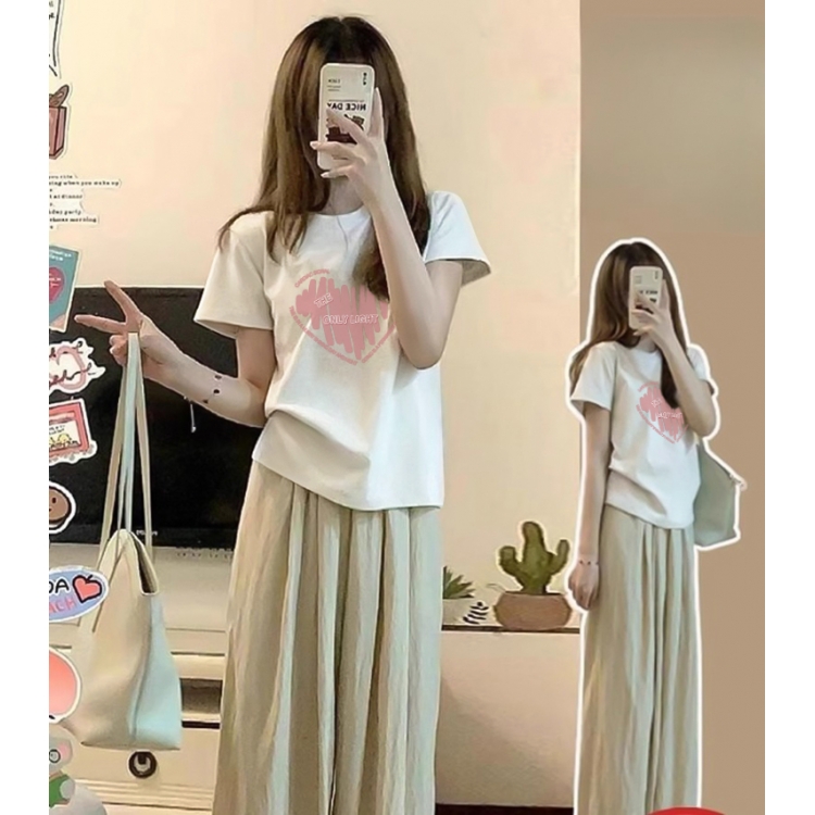 Korean Style Sexy Fitted Short T-shirt Women's Summer Small Pure Cotton Basic Shoulder Heart Printed Short-Sleeved Top