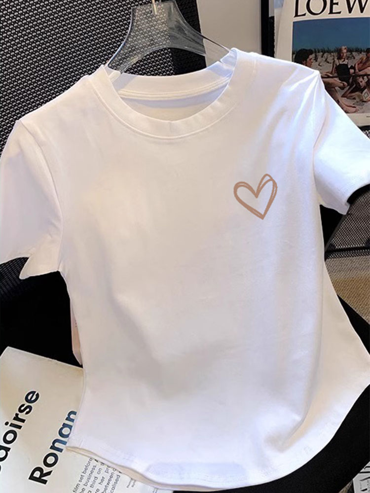 Women's Clothing in 13 Lines Short Short Sleeve T-shirt Women's Best Selling Summer Silm Shirt Heart Tops Ins