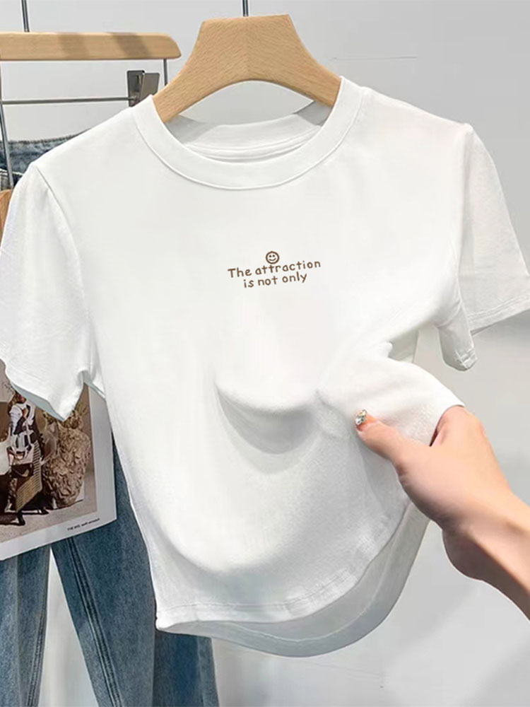 Thirteen Lines Women's White Shoulder Silm T-Shirt Short Sleeve Women 2025 New Arrival Summer Stylish Short Tops