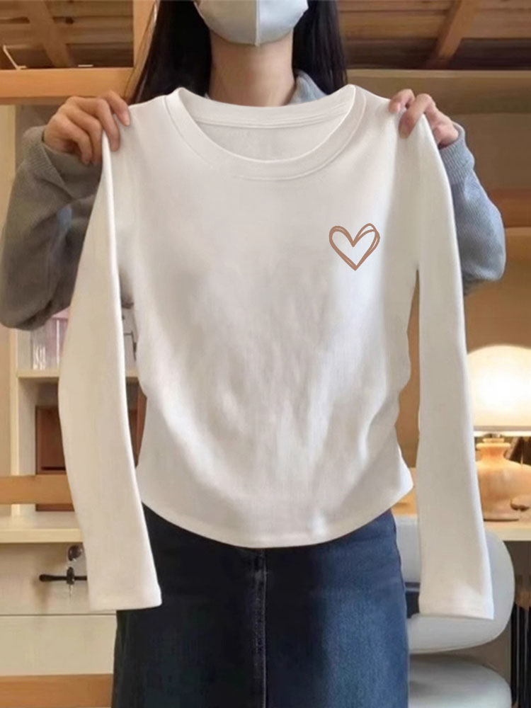 2025 Fall and Winter Shoulder Short Silm Bottoming Shirt Female Pure Cotton Small Inner Wear Long Sleeve T-shirt Female Slim Looking Tops