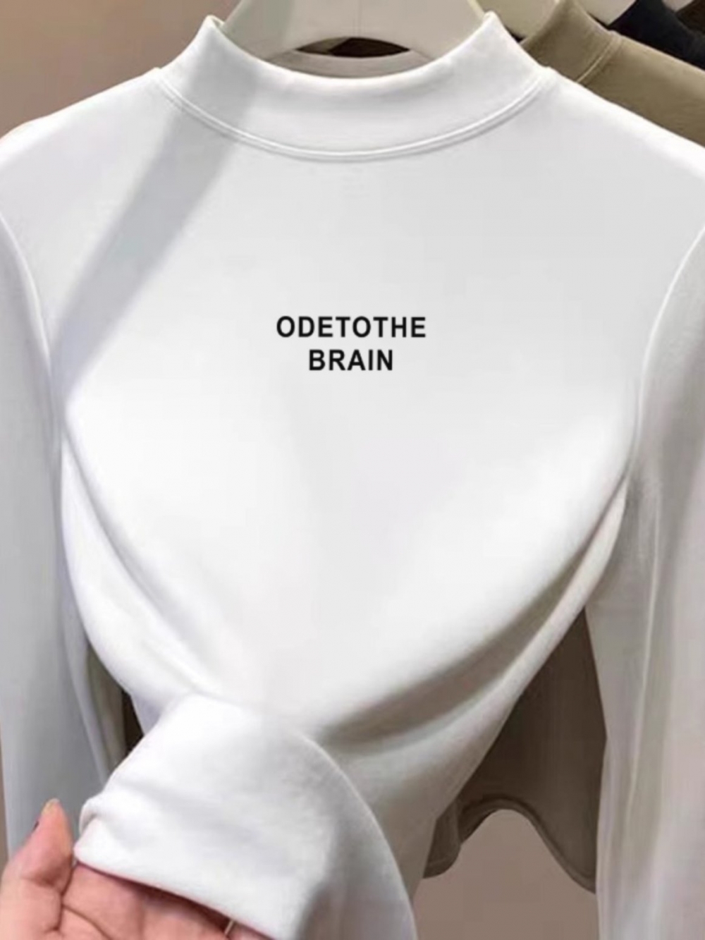 Soft Glutinous Half Turtleneck Silm Bottoming Shirt for Women 2025 Fall and Winter New Arrival Fancy Middle Collar Fashionable Fleece-Lined Inner Wear Blouse