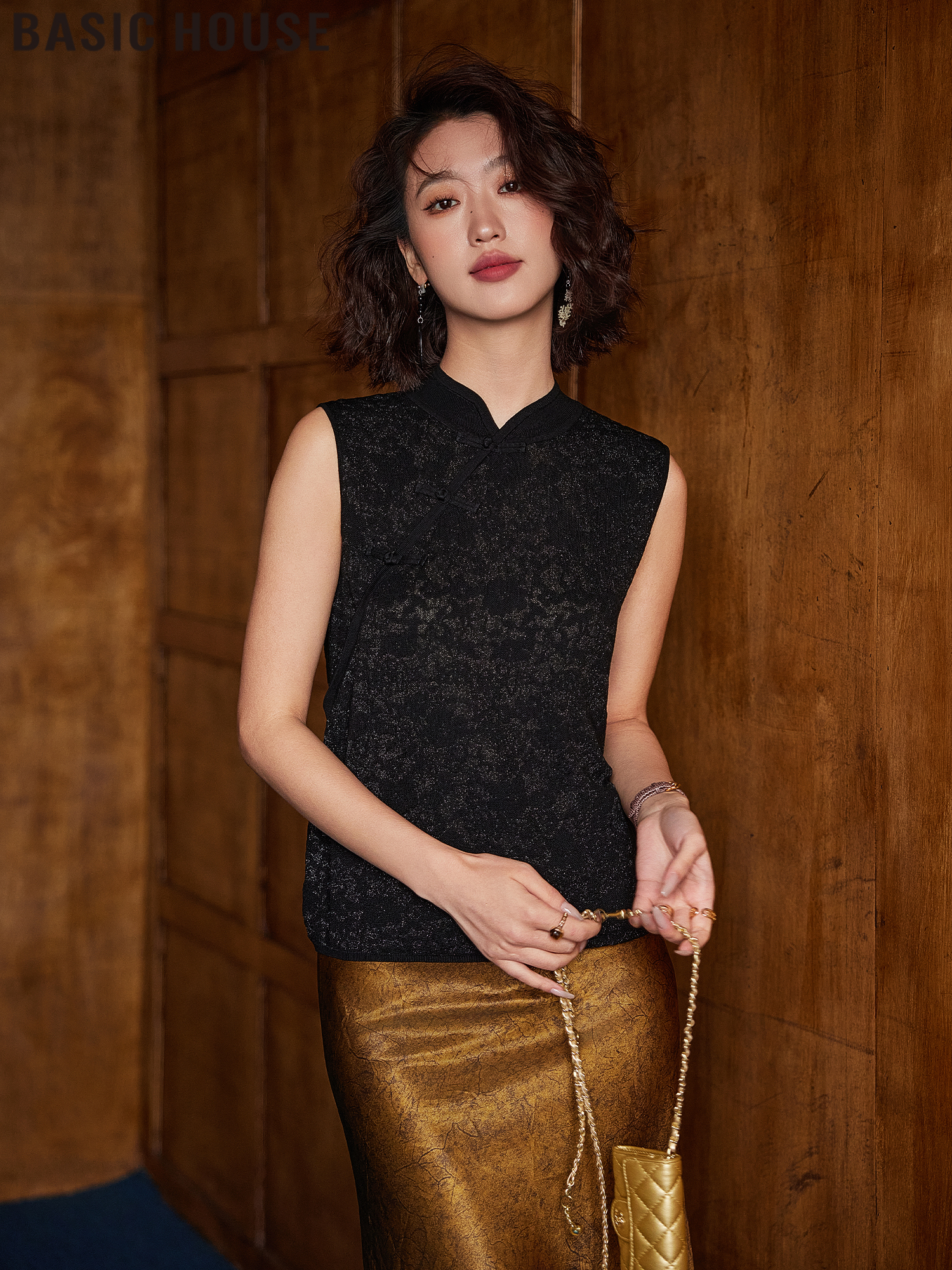 Basic House/Baijiahao New Chinese Style Buckle Sleeveless Vest Top Women's 2025 Summer New Arrival