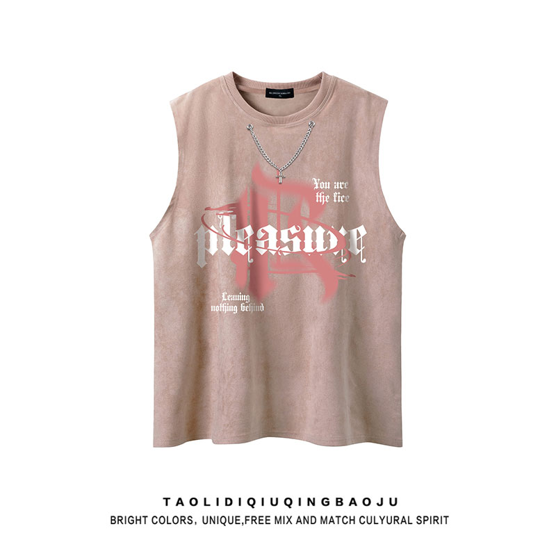 Escape from the Earth American Fashion Brand Suede Sleeveless T-shirt Women's Summer Loose Hip Hop Versatile Sports Waistcoat Vest