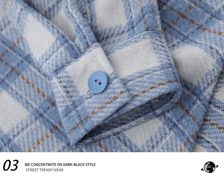 American Retro Plaid Woolen Hooded Long Sleeves Shirt