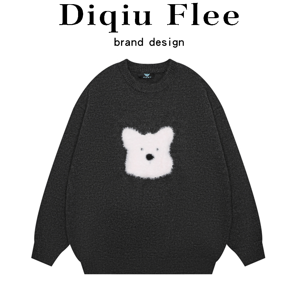Retro Cartoon Puppy Jacquard Pullover Sweater Female 2025 Fall Loose Lovers Wild Comfortable Knitwear Tops
