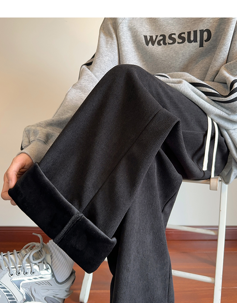 Cozy Fleece-Lined Wide Leg Corduroy Pants