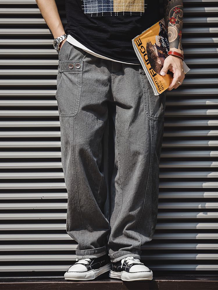 Marden Retro Ice Dye Loose Straight Trousers Parka