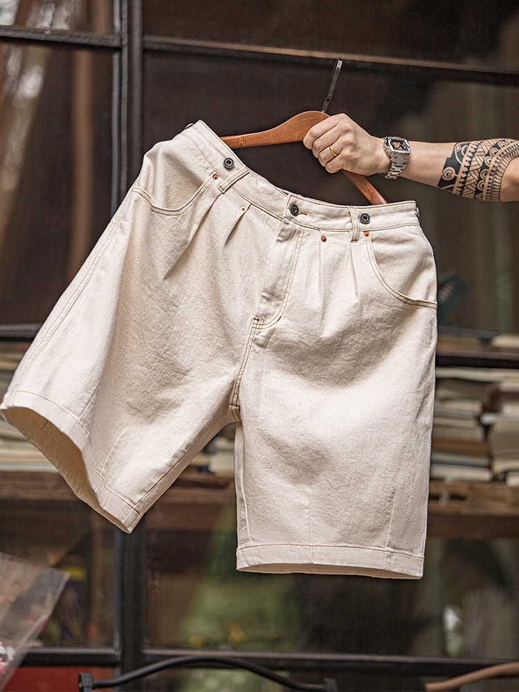 Maden Cotton Seed Shell Shorts Beige Leisure Cargo