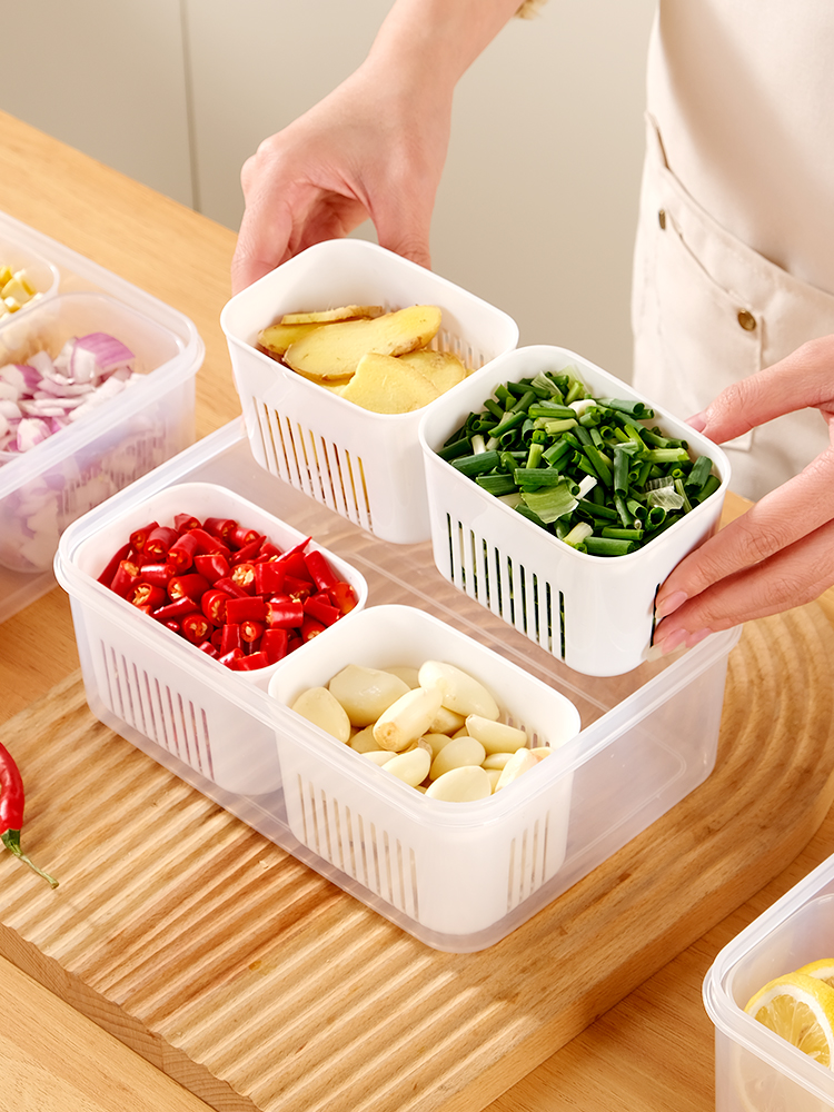 Kitchen Onion, Ginger and Garlic Storage Box Freeze Refrigerator Crisper Food Grade Chopped Green Onion Special for Cooking Split Storaging Box For Home