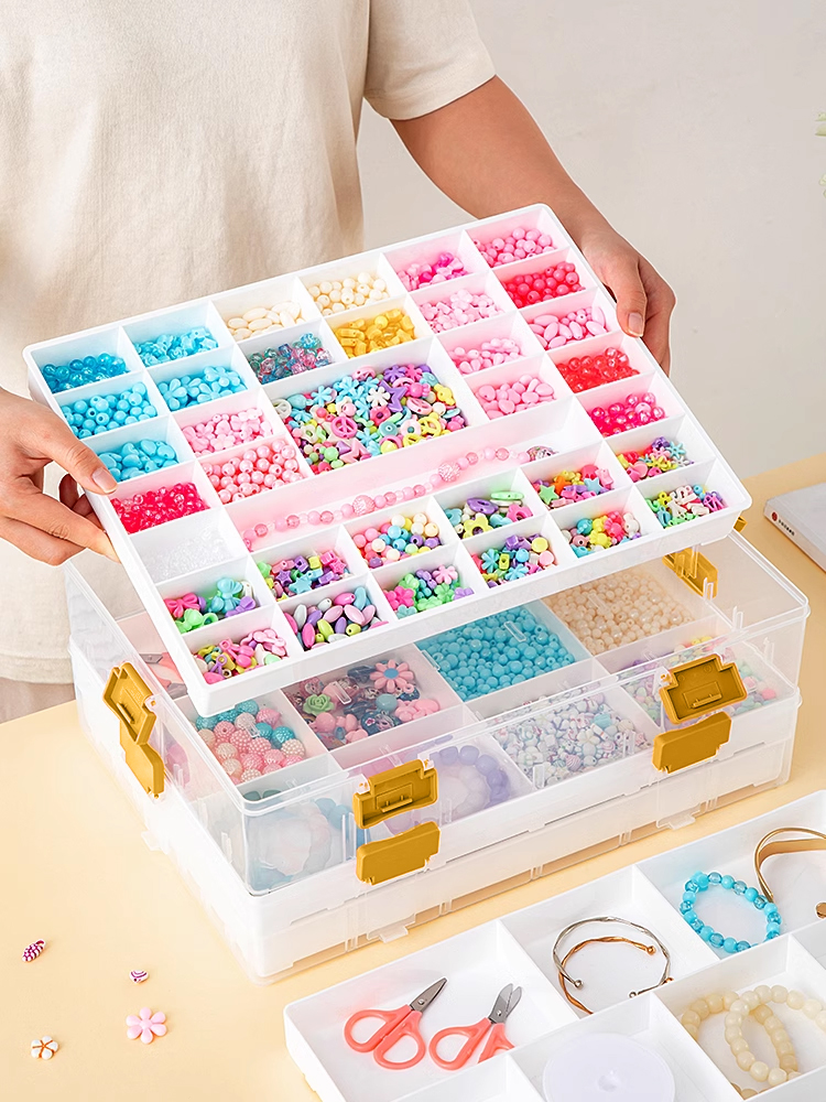 Beads Storage Box Loose Beaded Grid Jewelry Making Acrylic Box Handmade DIY Accessories Drawer Transparent