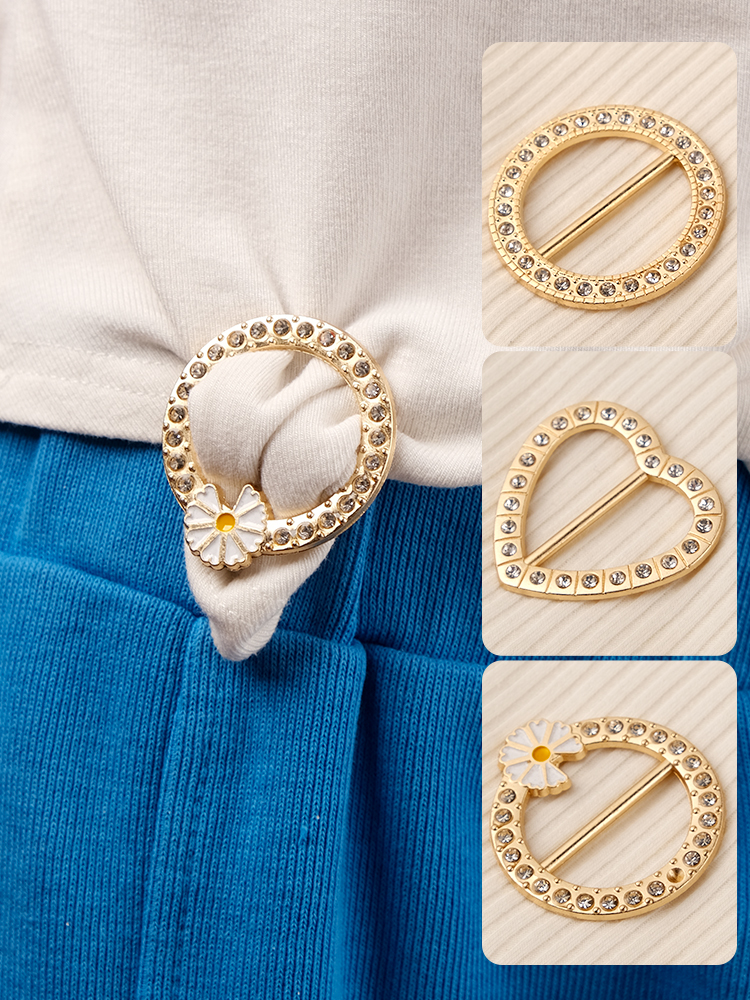 Multifunctional Clothes Corner Buckle High-Grade Fashion Fixed Waist Shirt/T-shirt Knotted Retaining Ring Female Scarf Pin