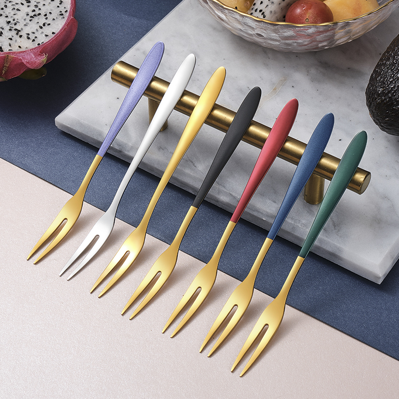304 Stainless Steel Fruit Fork Tableware Cute Fruit Eating Small Fork Household Desserts Cake Fruit Toothpick Fruit Fork