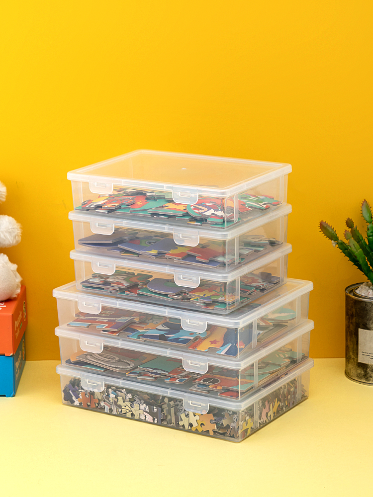 Transparent Puzzle Storage Box Multi-Functional Children Disassembly Toy Finishing Box For Home Certificate File Desktop Storage Box