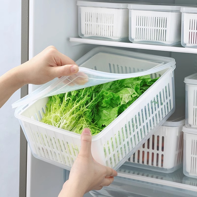 Refrigerator Storage Box Drain Basket Kitchen Food Grade Crisper Fruit Vegetable Egg Special Frozen Organize Fantastic