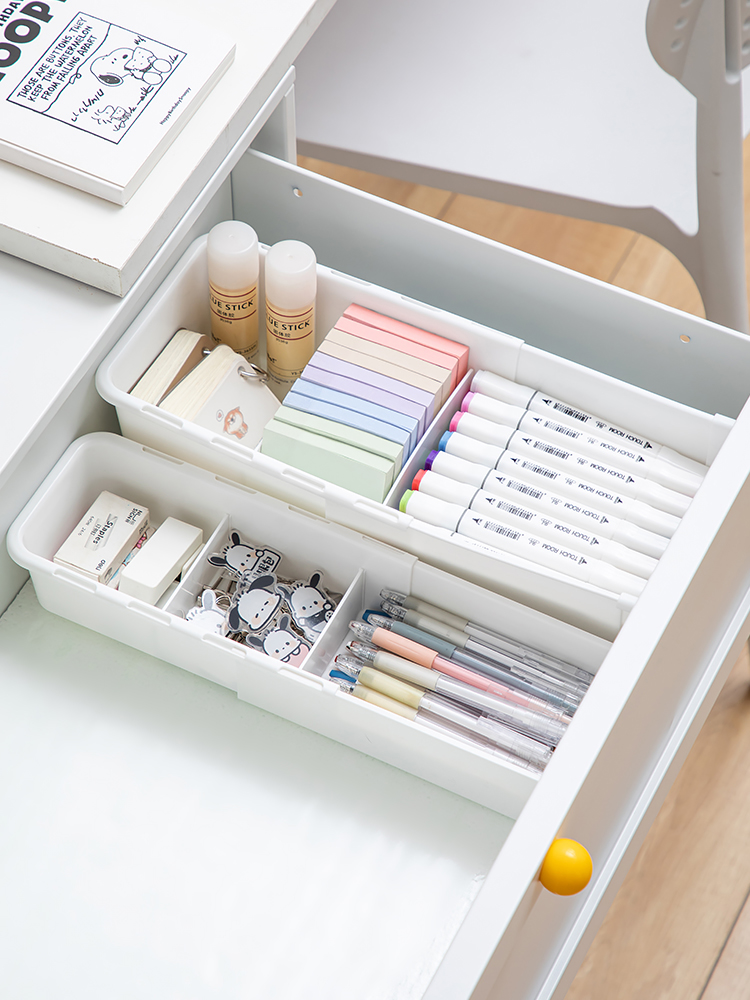 Kids Drawer Stationery Box Retractable Storage Box Desk Storage Divider Box Desk Built-in Sundries Pen Storage Box