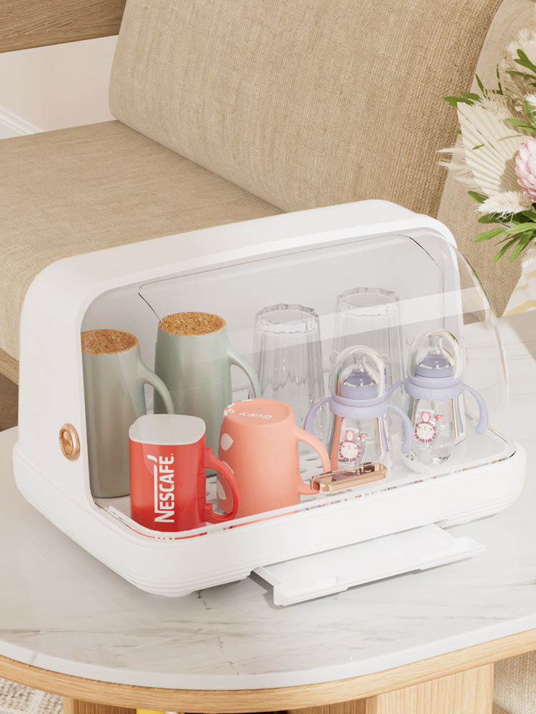 Dustproof Cup Storage Rack Water Cup Baby Bottle Storage Box Household Desk Tray with Cover Tea Tray Drain Cup Holder