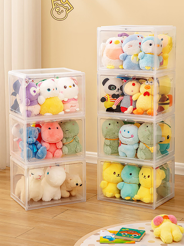 Doll Storage Bucket Transparent Rim Cloth Stuffed Box Play Tube Doll Cabinet Storage Doll Box Storage Fantastic Display Stand