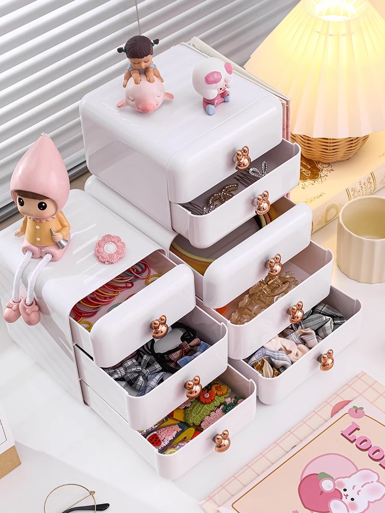 Kids Hair Accessory Organizer Desktop Drawer Style Rack Multi-Layer Small Box Jewelry Box Hair Ring and Hairpins Jewelry Box