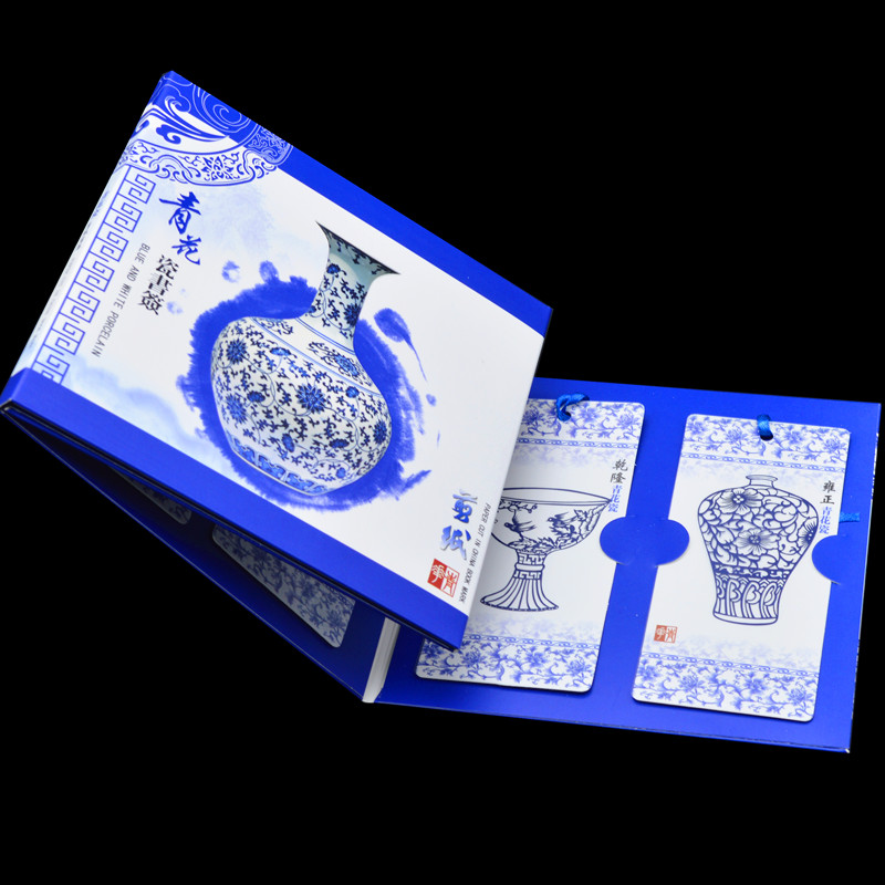 Blue and White Porcelain Paper-Cut Book Signed Brochure Chinese and English Translation Paper-Cut Book Study Abroad Chinese Folk Characteristic Gift