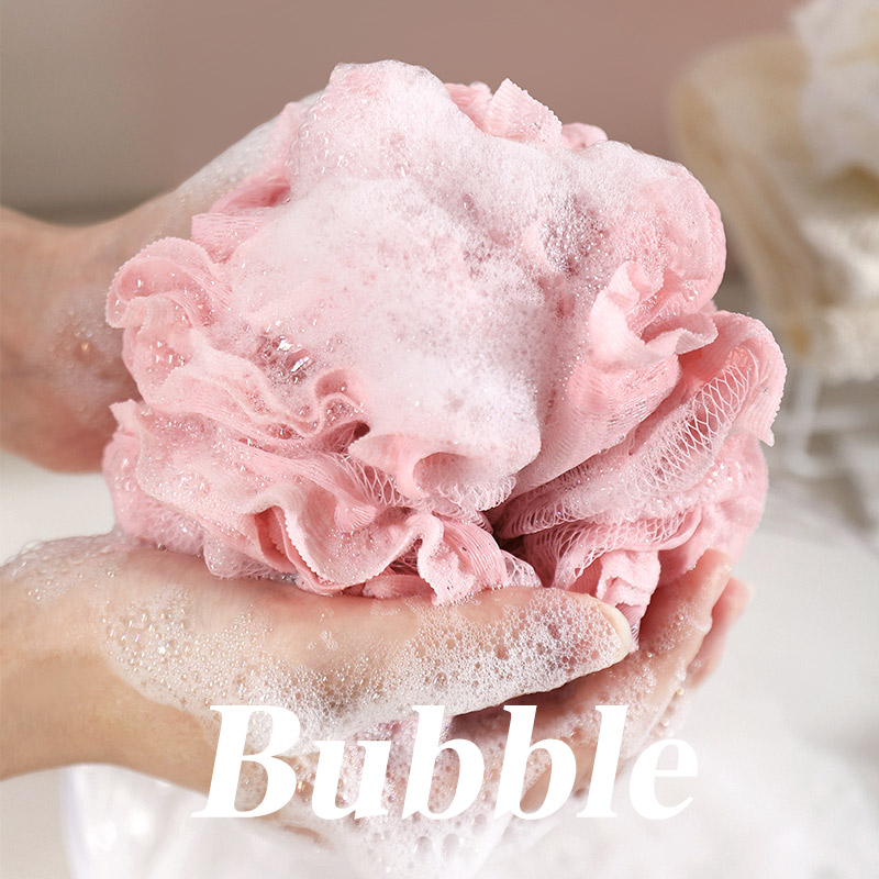 Jujiajia Lace Loofah Large Size Hanging Not Easy to Break Mesh Sponge Super Soft Back Rubbing Shower Net Ball Bath Flowers