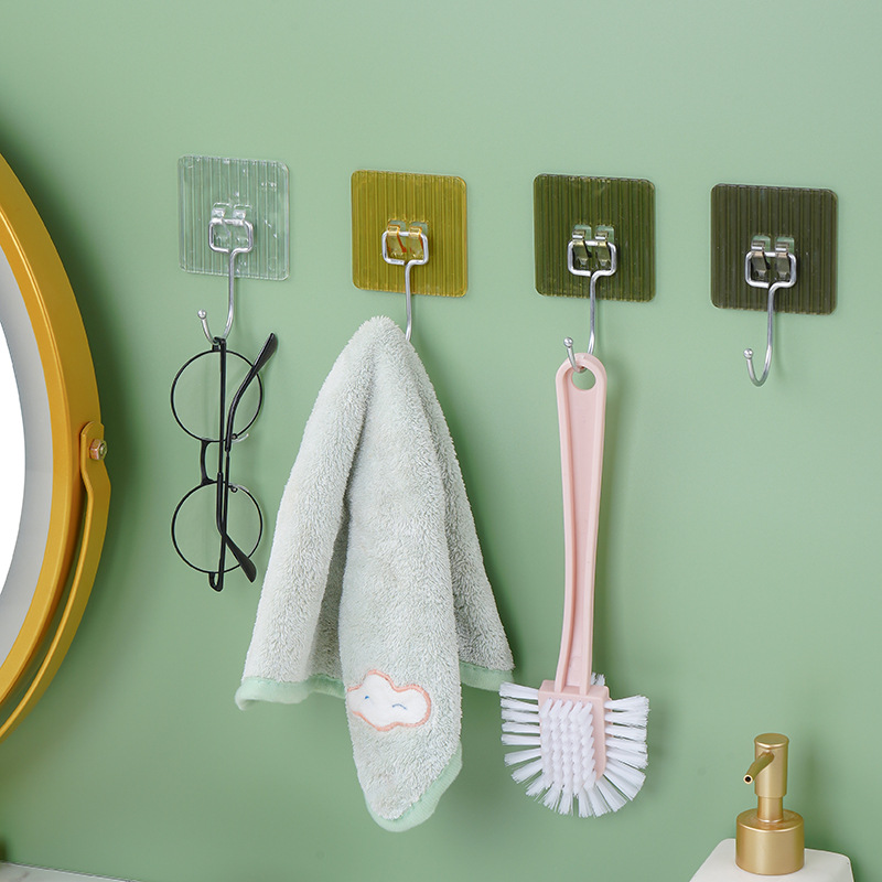 Accessible Luxury Punch-Free Transparent Hook Strong Viscose Clothes Rack Wall Hanging behind the Bedroom Door Clothes Seamless Hook
