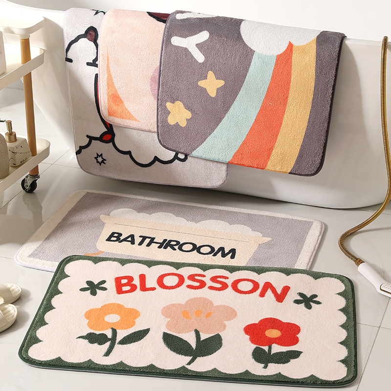 Bathroom Absorbent Floor Mat Door Mat Cute Toilet Doormat Home Bathroom Non-Slip Mat Carpet