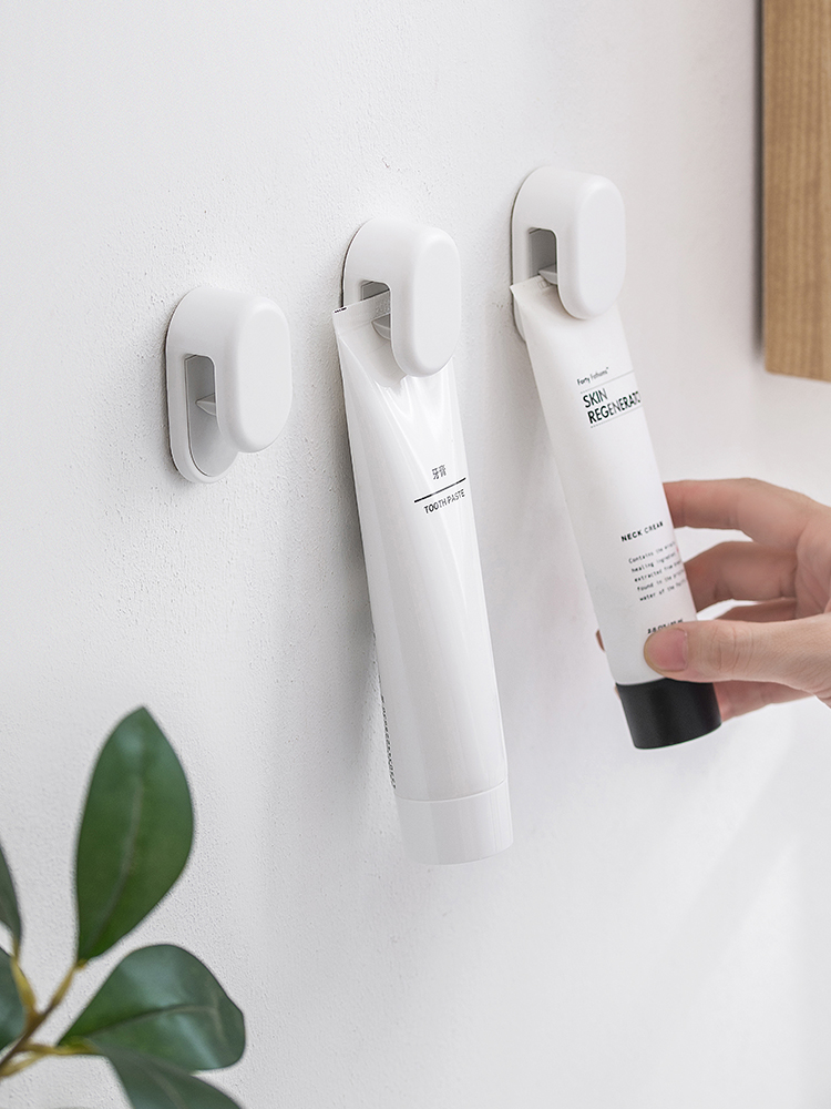Wall Hanging Toothpaste Rack Squeezing Machine Bathroom Wall-Mounted Punching-Free Toothpaste Clip Facial Cleanser Hook Storage Fantastic
