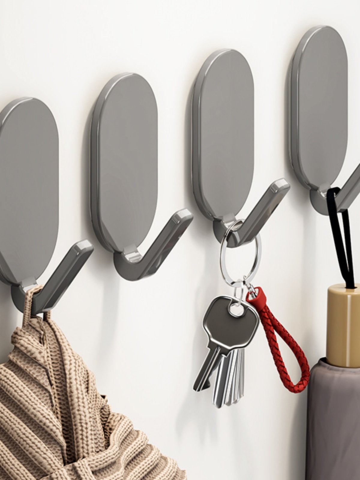 Punch-Free Seamless Hook Strong Adhesive Kitchen Bathroom Bathroom Wall Hook Door Oval Towel Hook