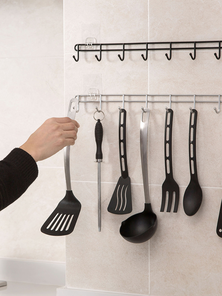 Home Punch-Free Strong Sticky Hook Kitchen Kitchenware Row Hook Nail Free on Wall Hanger Load-Bearing without Trace Viscose Hook