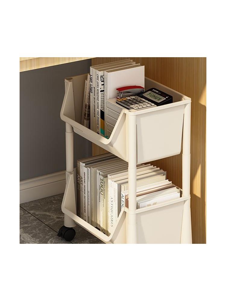 Jujiajia under-Desk Bookshelf Movable Office Trolley Floor Desktop Storage Bookcase Student Dormitory Storage