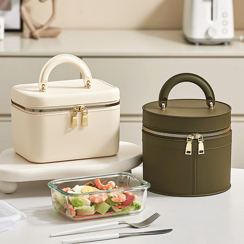Jujiajia Accessible Luxury Exquisite Student with Lunch Bag Lunch Bag Large Capacity Satchel Waterproof and Hard-Wearing Leather Cosmetics Bag