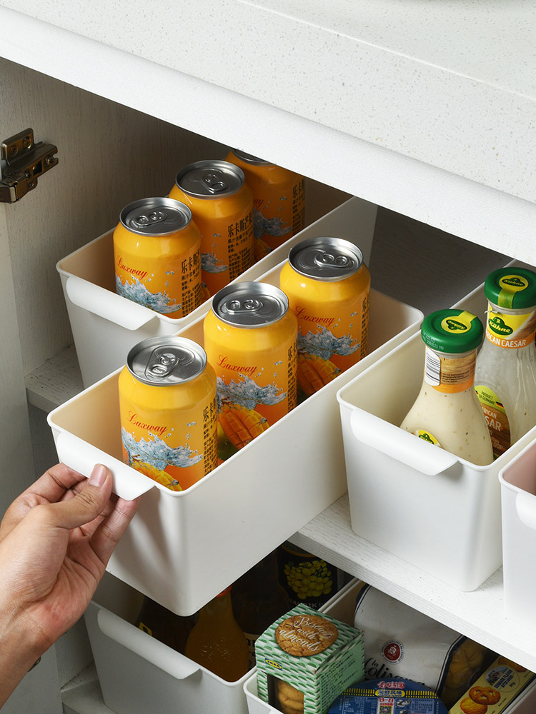 Jujiajia Cabinet Storage Basket Satchel Kitchen Clutter Organizing Box Plastic For Home Bedroom Desktop Snack Storage Box