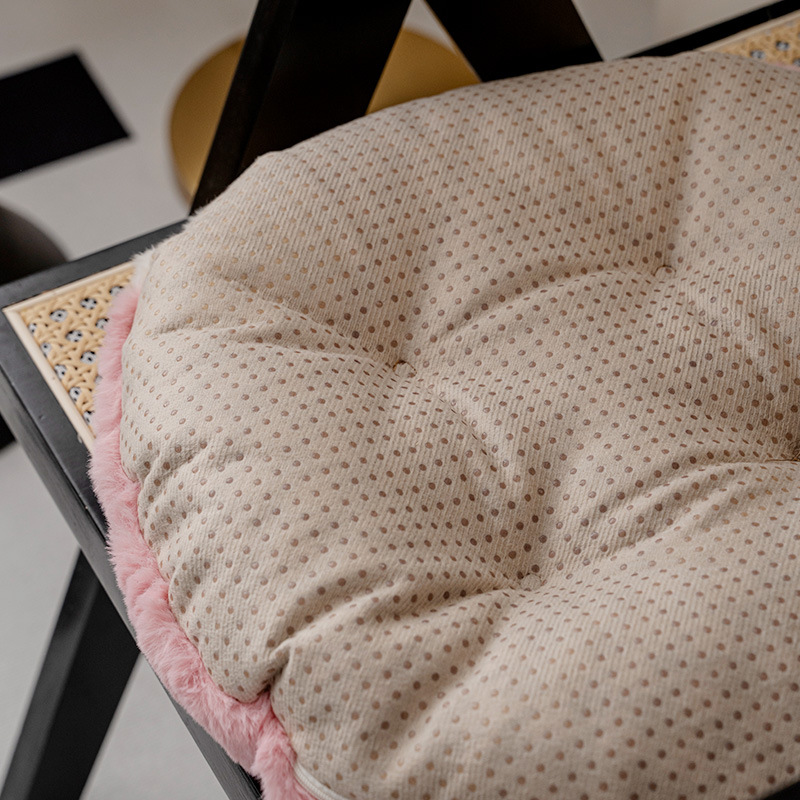 Home Rabbit Wool Cushion Winter Thickened Fleece Chair Cushion Office Long Sitting Seat Cushion Dining Chair Stool Cushion Dining Chair Sitting