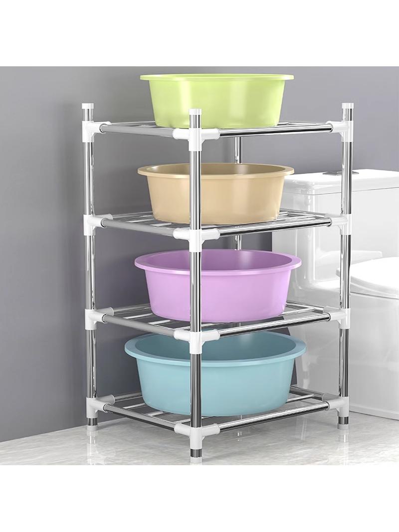 Jujiajia Bathroom Stainless Steel Basin Rack Washbasin Storage Rack Bathroom Basin Floor Storage Rack Household Basin