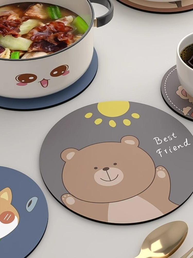 Heat Proof Mat Coaster Anti-Scalding Table Mat High Temperature Resistant Plate Mat Cartoon Minimalist Posing Props Non-Slip Mat Mouse Pad