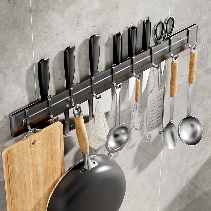Kitchenware Knife Holder Wall-Mounted Shelves Punch Rack Storage Kitchen Knife Kitchen Shelf Knife Holder For Home Storage Knife Inserting Free
