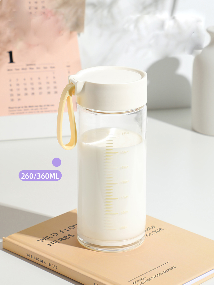 Fuguang For Home Portable Takeaway Handle Glass Milk Cup