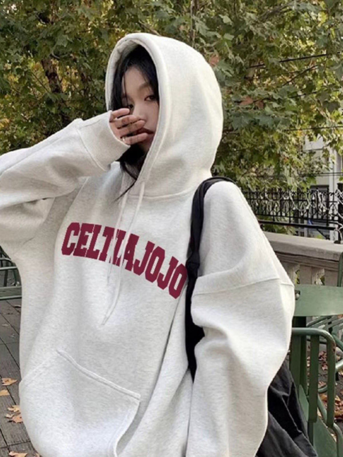 American Retro Oversize Gray Pullover Hooded Sweatshirt Female 2025 New Arrival BF Plus Size Spring and Autumn Fleece Trendy