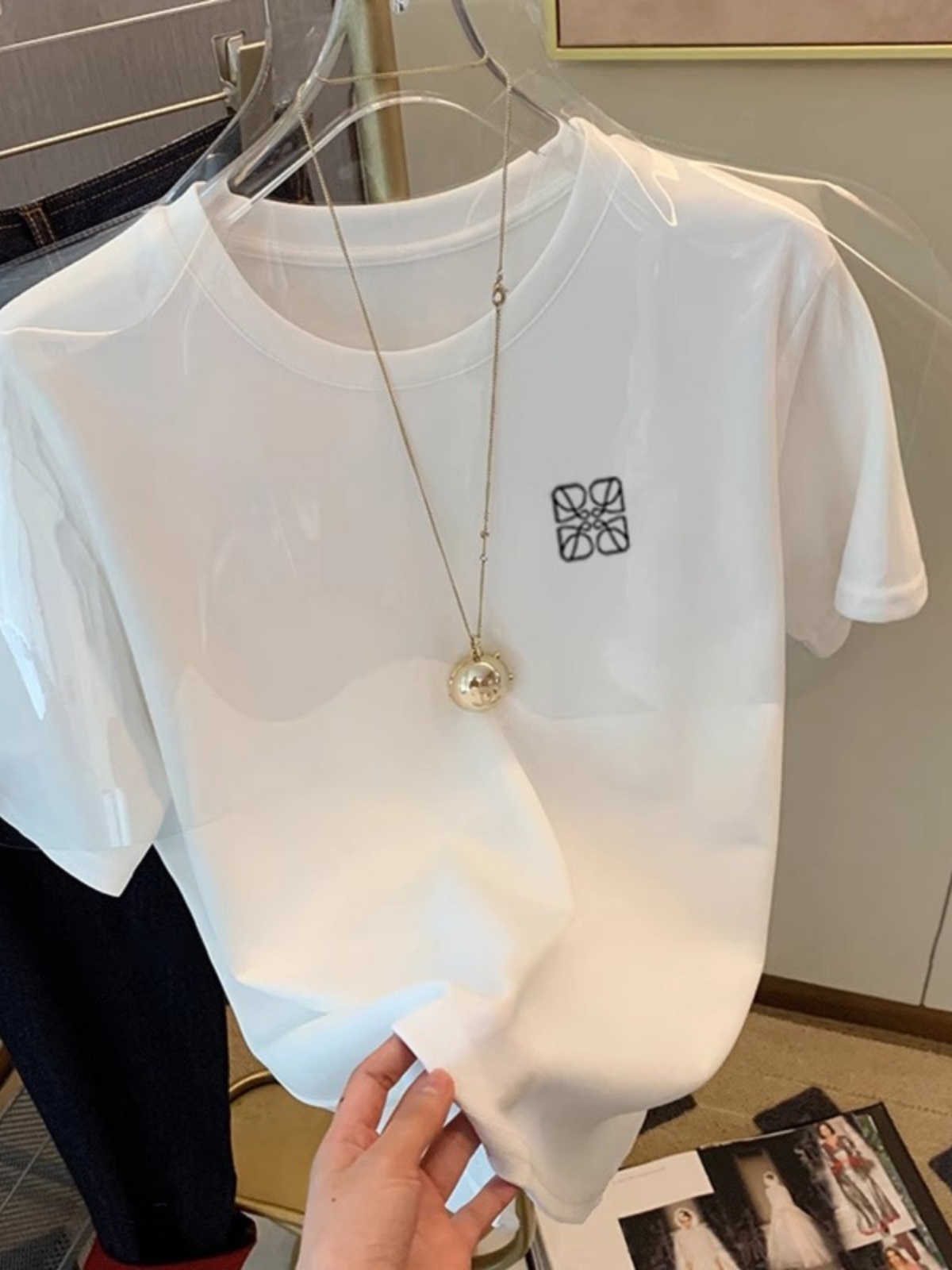 2025 Pure Cotton Short Sleeve T-Shirt Women's Thin Summer K-style Wide Loose Shoulder Half Sleeve Ladies T-shirt Tops Easiest for Match
