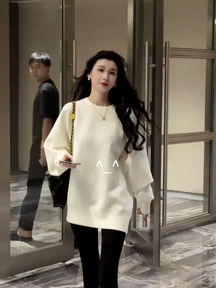 2025 Spring Easiest for Match round Neck Long Sleeves Sweatshirt Women's French Lazy Style Gentle Sweet Elegant Figure Flattering Chic Tops