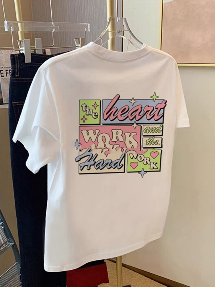 White Short-Sleeved T-shirt for Women 2025 Summer New Design Sense Niche Style American Simple Western Style Anti-Aging Casual Tops