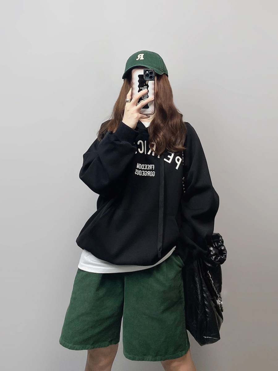 American Idle Style Black Hoodie Women's Clothing Fall 2025 New Arrival Loose Fancy Trendy Long Sleeve Top