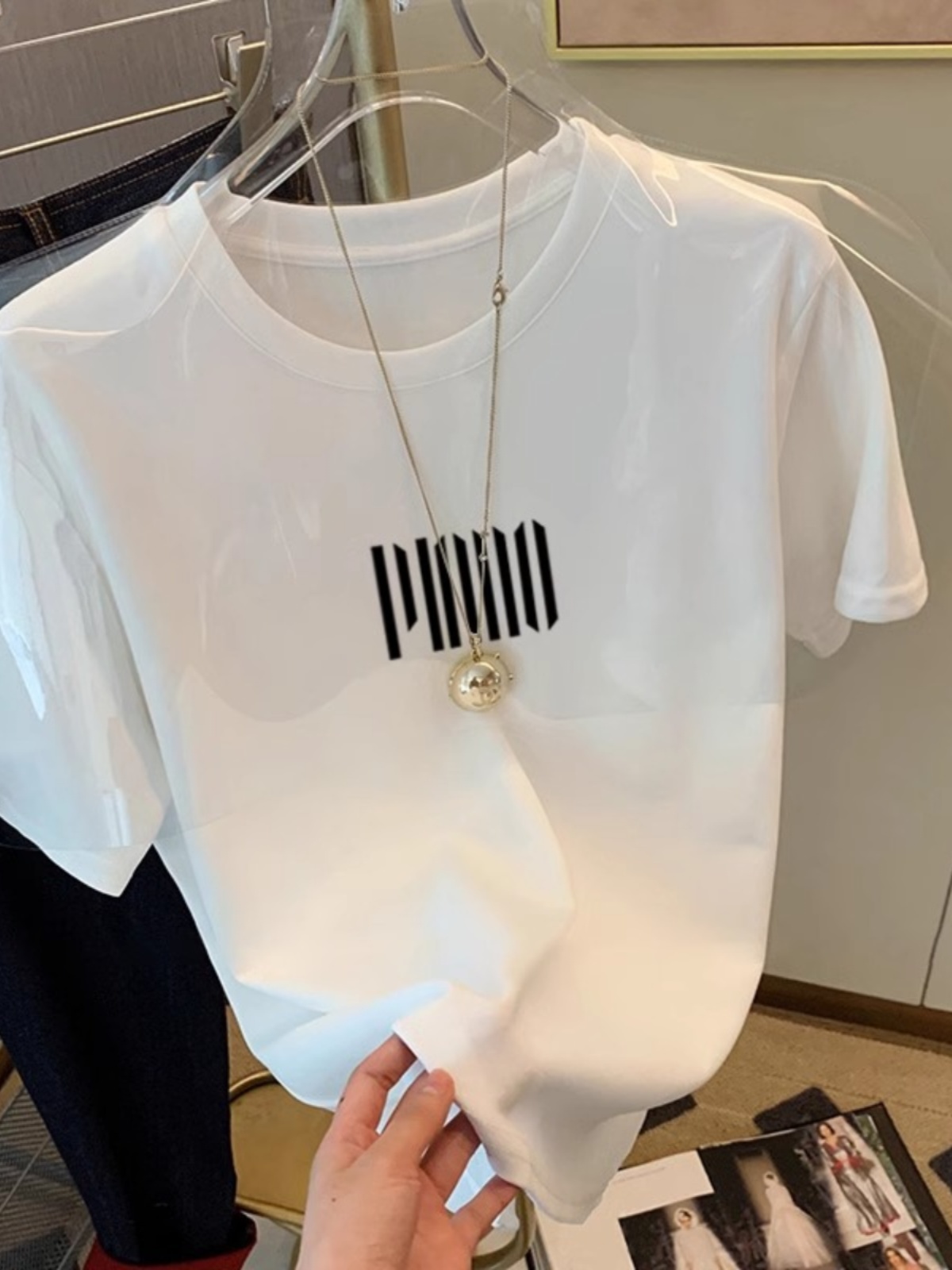 2025 Pure Cotton Short Sleeve T-Shirt Women's Thin Summer K-style Wide Loose Shoulder Half Sleeve Ladies T-shirt Tops Easiest for Match