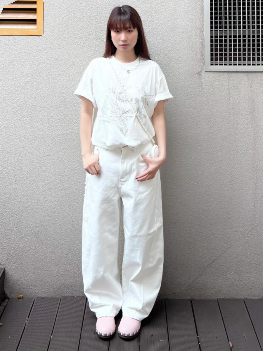 American Retro White Short-Sleeved T-shirt for Women Summer New Arrival Niche Style Thread Flower Print Loose-Fitting Pure Cotton Top Trendy W