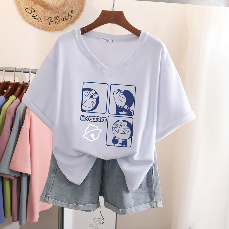 V-neck Niche T-shirt Summer Slimming Short Sleeve